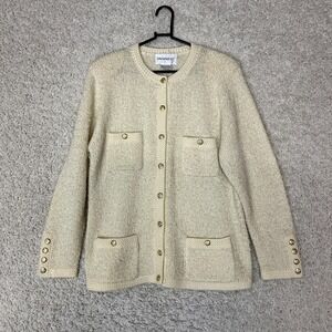 Vintage Tanner Cardigan Sweater Womens Large Gold Buttons Acrylic Preppy Classy